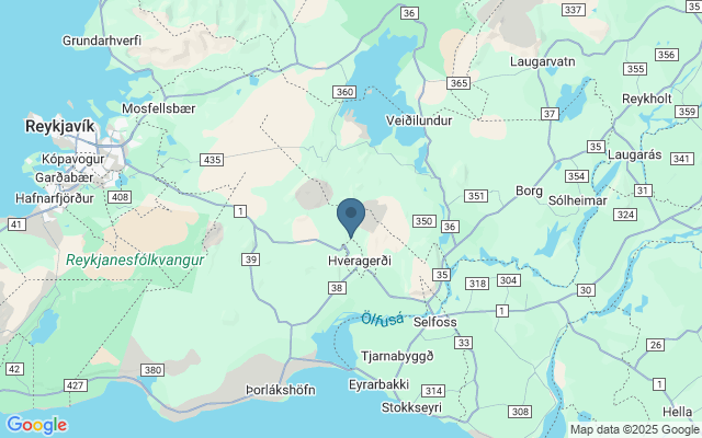 Kaart met locatie Hveragerdi Hot Spring River Trail